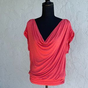 Max Studio Red T-Shirt, gathered waist. Size L
